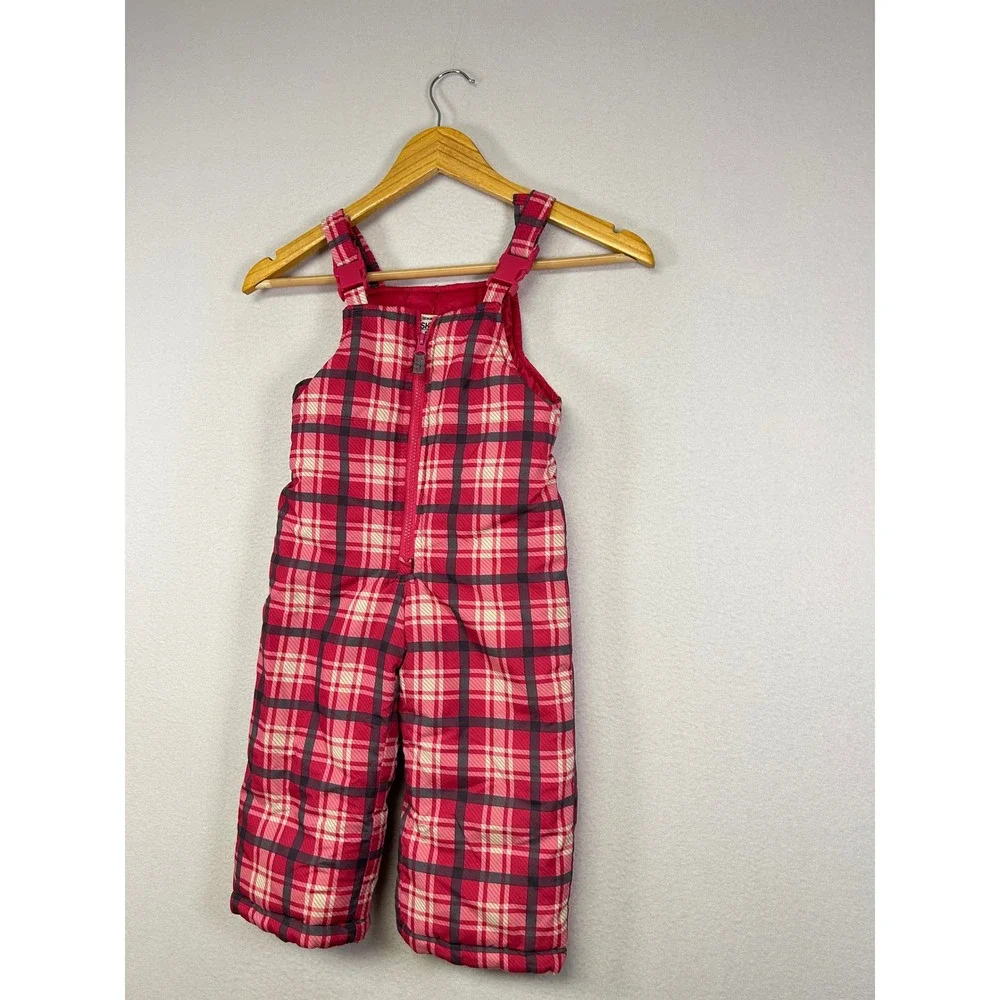 Winter OshKosh Bgosh Kids 2T Pink‎ Plaid Insulated Snow Bib Overalls B2117S46-KO